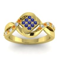 Blue Sapphire Fashion Ring In 14k Yellow Gold With Citrine And Lab Diamond – Pratika Simple Ring