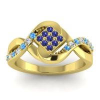 Blue Sapphire Fashion Ring In 14k Yellow Gold With Swiss Blue Topaz And Diamond – Pratika Simple Ring