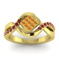 Citrine Fashion Ring In 14k Yellow Gold With Ruby – Pratika Simple Ring