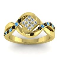 Lab Diamond Fashion Ring In 14k Yellow Gold With Black Onyx And Swiss Blue Topaz – Pratika Simple Ring