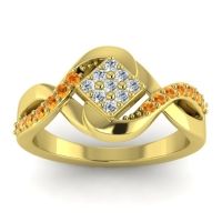 Diamond Fashion Ring In 14k Yellow Gold With Citrine – Pratika Simple Ring