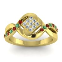 Lab Diamond Fashion Ring In 14k Yellow Gold With Garnet And Emerald – Pratika Simple Ring