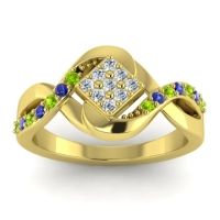 Lab Diamond Fashion Ring In 14k Yellow Gold With Peridot And Blue Sapphire – Pratika Simple Ring