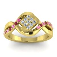 Diamond Fashion Ring In 14k Yellow Gold With Pink Tourmaline And Ruby – Pratika Simple Ring