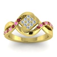 Lab Diamond Fashion Ring In 14k Yellow Gold With Ruby And Pink Tourmaline – Pratika Simple Ring
