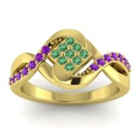 Emerald Fashion Ring In 14k Yellow Gold With Amethyst – Pratika Simple Ring