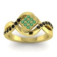 Emerald Fashion Ring In 14k Yellow Gold With Black Onyx – Pratika Simple Ring