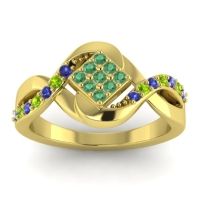Emerald Fashion Ring In 14k Yellow Gold With Blue Sapphire And Peridot – Pratika Simple Ring
