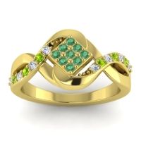Emerald Fashion Ring In 14k Yellow Gold With Lab Diamond And Peridot – Pratika Simple Ring