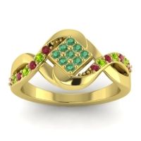 Emerald Fashion Ring In 14k Yellow Gold With Ruby And Peridot – Pratika Simple Ring