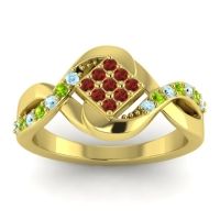 Garnet Fashion Ring In 14k Yellow Gold With Aquamarine And Peridot – Pratika Simple Ring