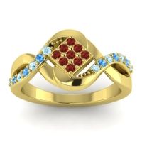 Garnet Fashion Ring In 14k Yellow Gold With Aquamarine And Swiss Blue Topaz – Pratika Simple Ring