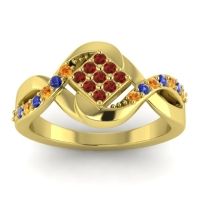 Garnet Fashion Ring In 14k Yellow Gold With Citrine And Blue Sapphire – Pratika Simple Ring