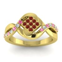 Garnet Fashion Ring In 14k Yellow Gold With Pink Tourmaline And Diamond – Pratika Simple Ring