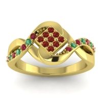 Garnet Fashion Ring In 14k Yellow Gold With Ruby And Emerald – Pratika Simple Ring
