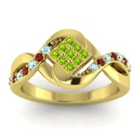 Peridot Fashion Ring In 14k Yellow Gold With Aquamarine And Garnet – Pratika Simple Ring