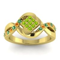 Peridot Fashion Ring In 14k Yellow Gold With Emerald And Citrine – Pratika Simple Ring