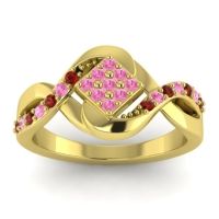 Pink Tourmaline Fashion Ring In 14k Yellow Gold With Garnet – Pratika Simple Ring