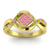 Pink Tourmaline Fashion Ring In 14k Yellow Gold With Peridot – Pratika Simple Ring