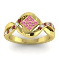 Pink Tourmaline Fashion Ring In 14k Yellow Gold With Ruby And Lab Diamond – Pratika Simple Ring