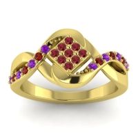 Ruby Fashion Ring In 14k Yellow Gold With Amethyst And Garnet – Pratika Simple Ring