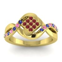 Ruby Fashion Ring In 14k Yellow Gold With Blue Sapphire And Pink Tourmaline – Pratika Simple Ring