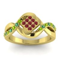 Ruby Fashion Ring In 14k Yellow Gold With Peridot And Emerald – Pratika Simple Ring