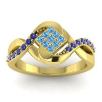 Swiss Blue Topaz Fashion Ring In 14k Yellow Gold With Blue Sapphire – Pratika Simple Ring