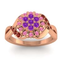 Amethyst Fashion Ring In 14K Rose Gold With Pink Tourmaline And Garnet – Varada Simple Ring