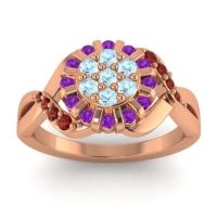 Aquamarine Fashion Ring In 14K Rose Gold With Amethyst And Garnet – Varada Simple Ring