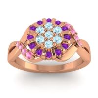 Aquamarine Fashion Ring In 14K Rose Gold With Amethyst And Pink Tourmaline – Varada Simple Ring