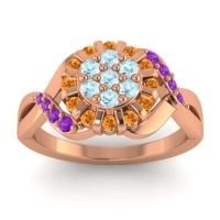 Aquamarine Fashion Ring In 14K Rose Gold With Citrine And Amethyst – Varada Simple Ring