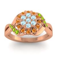 Aquamarine Fashion Ring In 14K Rose Gold With Citrine And Peridot – Varada Simple Ring