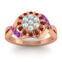 Aquamarine Fashion Ring In 14K Rose Gold With Garnet And Amethyst – Varada Simple Ring