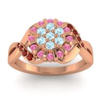 Aquamarine Fashion Ring In 14K Rose Gold With Pink Tourmaline And Garnet – Varada Simple Ring