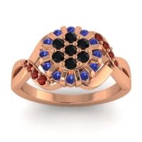 Black Onyx Fashion Ring In 14K Rose Gold With Blue Sapphire And Garnet – Varada Simple Ring