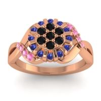 Black Onyx Fashion Ring In 14K Rose Gold With Blue Sapphire And Pink Tourmaline – Varada Simple Ring