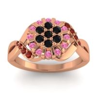 Black Onyx Fashion Ring In 14K Rose Gold With Pink Tourmaline And Garnet – Varada Simple Ring