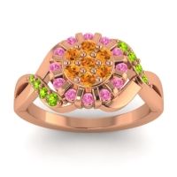 Citrine Fashion Ring In 14K Rose Gold With Pink Tourmaline And Peridot – Varada Simple Ring