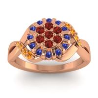 Garnet Fashion Ring In 14K Rose Gold With Blue Sapphire And Citrine – Varada Simple Ring