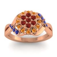 Garnet Fashion Ring In 14K Rose Gold With Citrine And Blue Sapphire – Varada Simple Ring