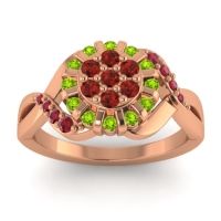 Garnet Fashion Ring In 14K Rose Gold With Peridot And Ruby – Varada Simple Ring