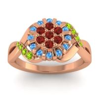Garnet Fashion Ring In 14K Rose Gold With Swiss Blue Topaz And Peridot – Varada Simple Ring