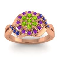 Peridot Fashion Ring In 14K Rose Gold With Amethyst And Blue Sapphire – Varada Simple Ring