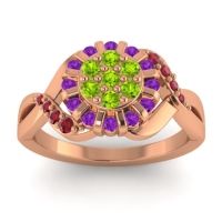 Peridot Fashion Ring In 14K Rose Gold With Amethyst And Ruby – Varada Simple Ring