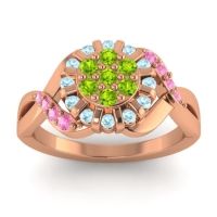 Peridot Fashion Ring In 14K Rose Gold With Aquamarine And Pink Tourmaline – Varada Simple Ring