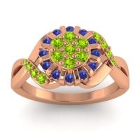 Peridot Fashion Ring In 14K Rose Gold With Blue Sapphire – Varada Simple Ring