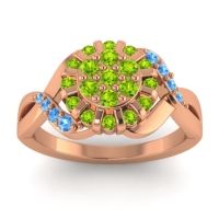 Peridot Fashion Ring In 14K Rose Gold With Swiss Blue Topaz – Varada Simple Ring