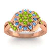 Peridot Fashion Ring In 14K Rose Gold With Swiss Blue Topaz – Varada Simple Ring