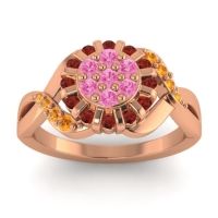 Pink Tourmaline Fashion Ring In 14K Rose Gold With Garnet And Citrine – Varada Simple Ring